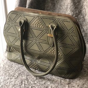 Olive Green Purse with Gold Stud Detailing